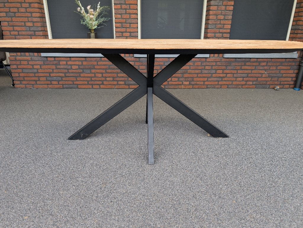 Teakhouten eettafel, Huis en Inrichting, Tafels | Eettafels, Ophalen, 100 tot 150 cm, Teakhout, 200 cm of meer