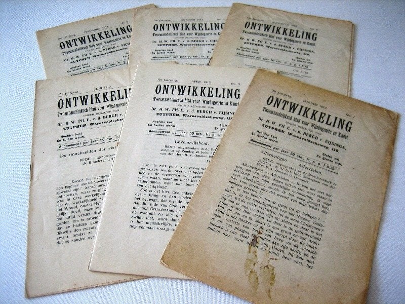 Tijdschrift Ontwikkeling wijsbegeerte en kunst 15e jrg 1913, Gelezen, Dr. H.W.Ph.E. van den Bergh van Eysinga, Ophalen of Verzenden