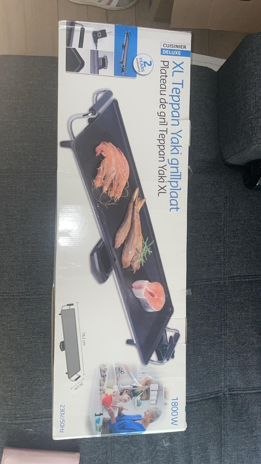 Cuisinier Deluxe XL Teppan Yaki Grillplaat 1800W, Ophalen, Nieuw, 4 t/m 7 personen