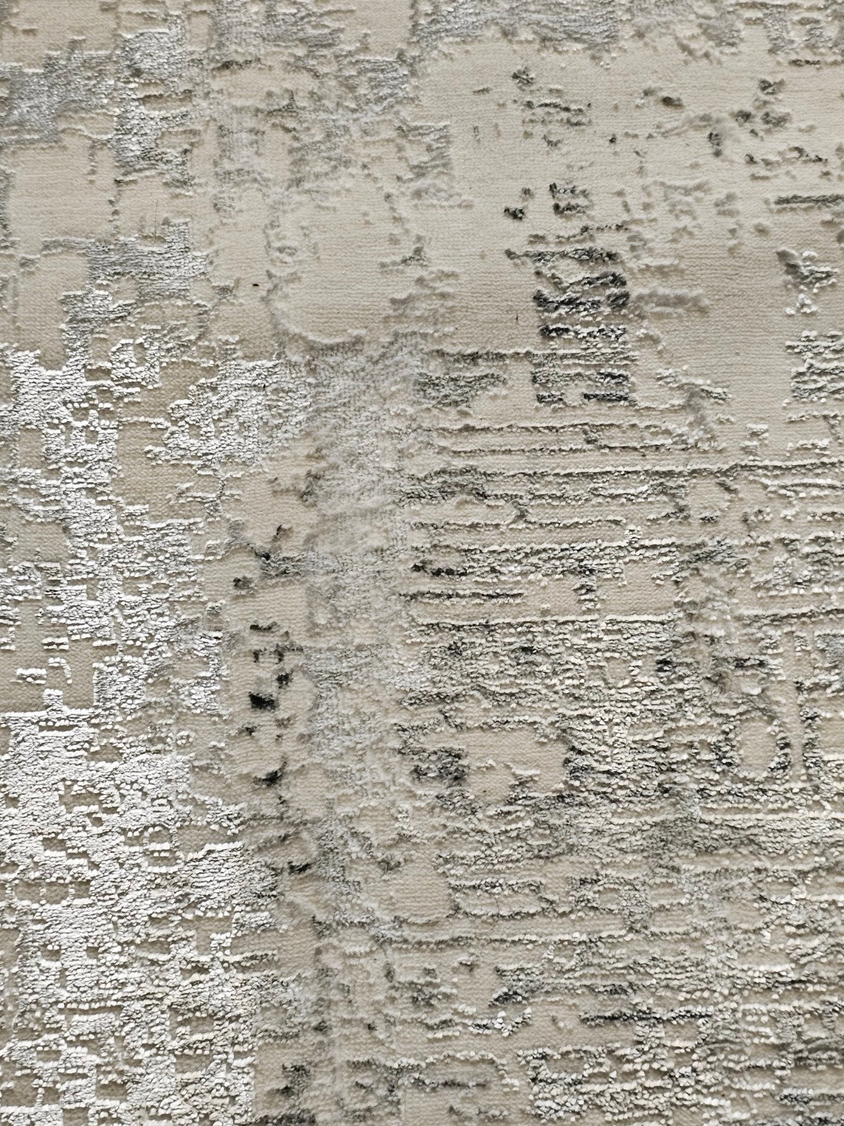 Modern Vloerkleed Grijs/Crème - Abstract Design, 150 tot 200 cm, 200 cm of meer, Ophalen of Verzenden, Zo goed als nieuw