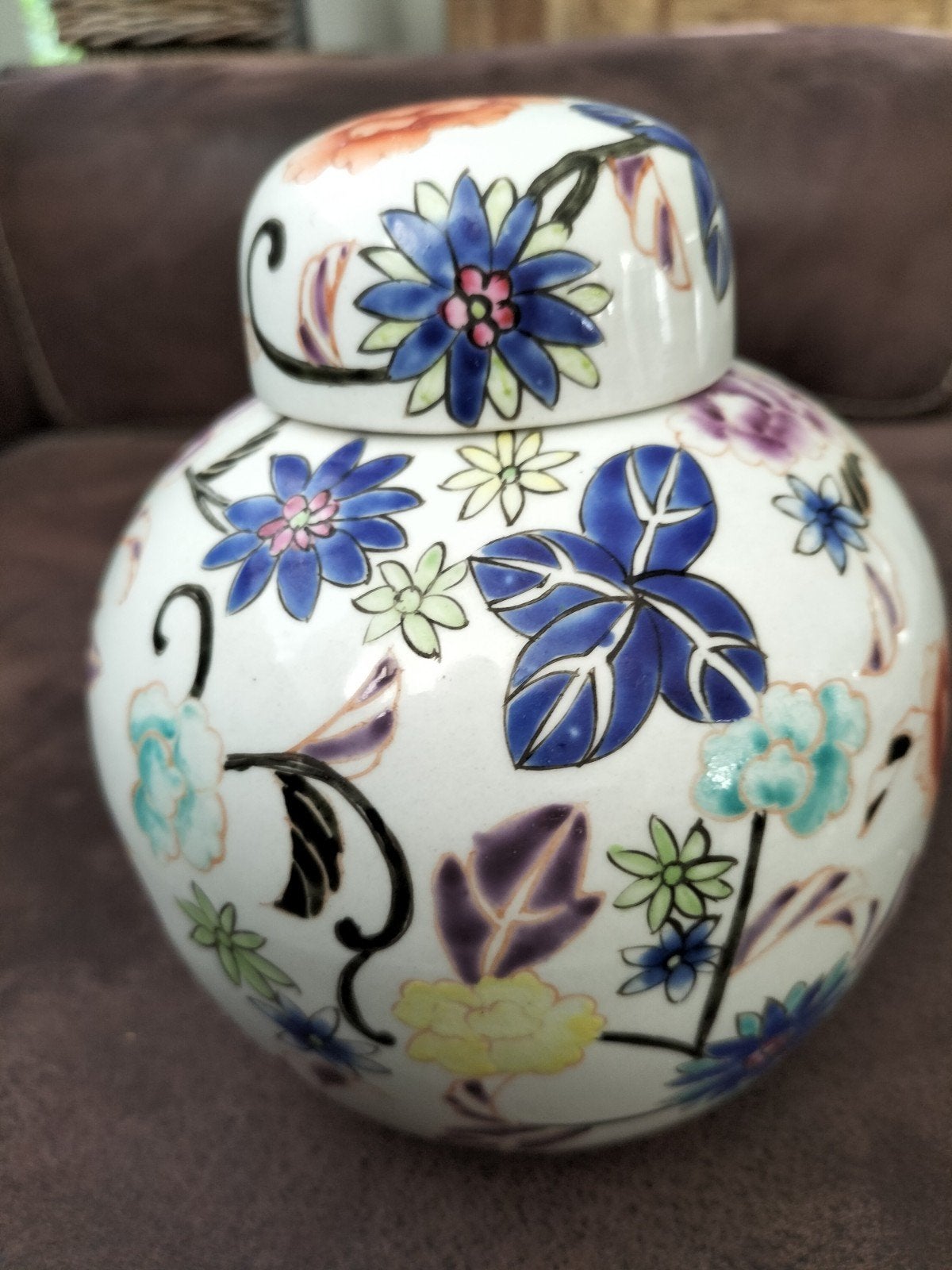 Decoratieve Chinese gemberpot met bloemmotief 15 cm hoog, Ophalen of Verzenden