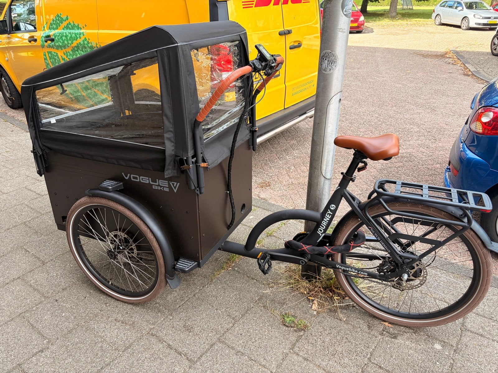 Vogue Journey Bakfiets - Elektrisch met Huif, 4 kinderen of meer, Elektrisch, Zo goed als nieuw, Schijfrem