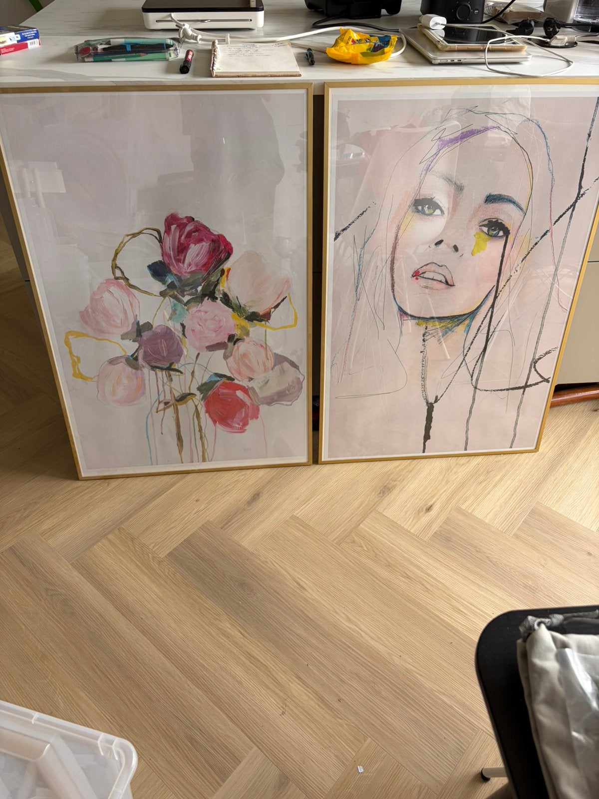 Ikea lomviken 61x91 set van 2 goud, Ophalen, Zo goed als nieuw, 50 tot 75 cm, Schilderij