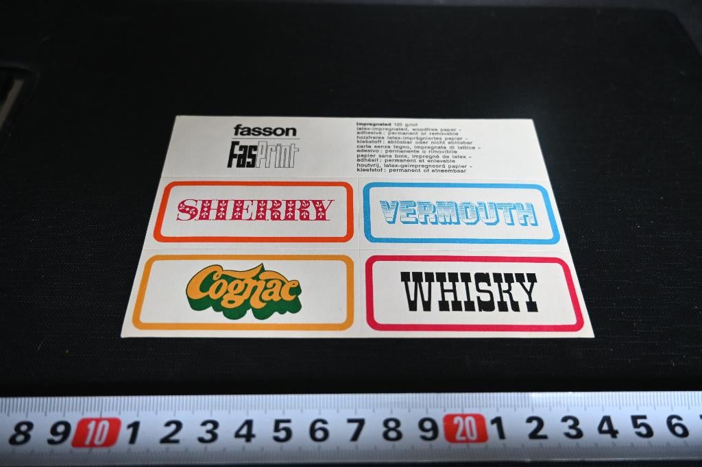 sticker Fasson FasPrint SHERRY VERMOUTH Cognac WISKEY, Verzamelen, Ophalen, Zo goed als nieuw