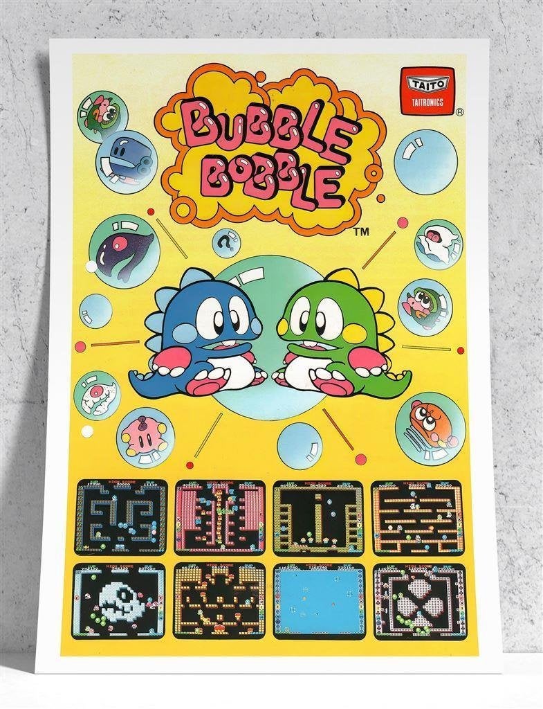 TAITO BUBBLE BOBBLE Videogame Affiche Poster, Verzenden