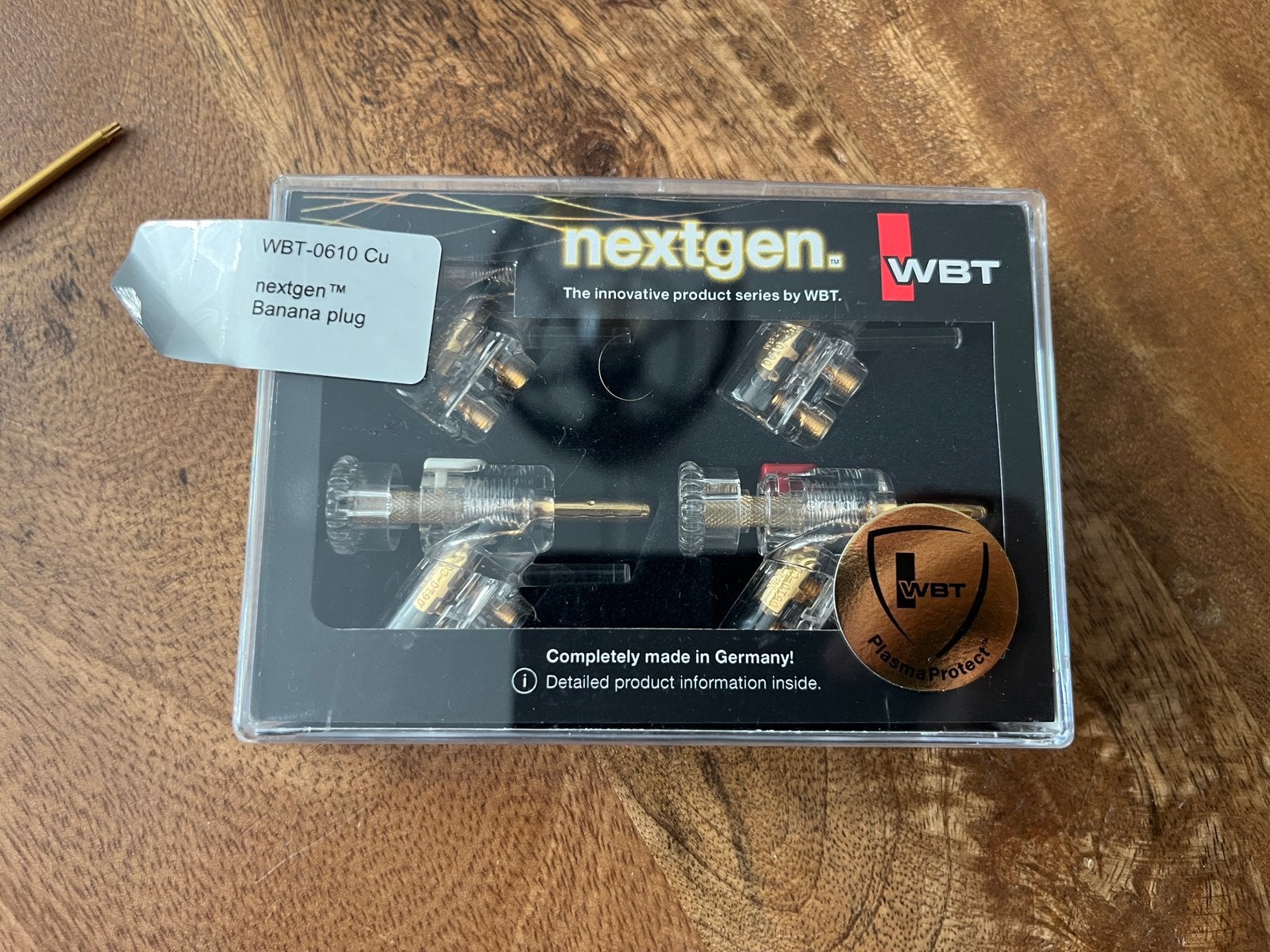 WBT banaan stekkers gold 0610 Cu, Audio, Tv en Foto, Ophalen of Verzenden, Zo goed als nieuw, Minder dan 2 meter, Overige kabels