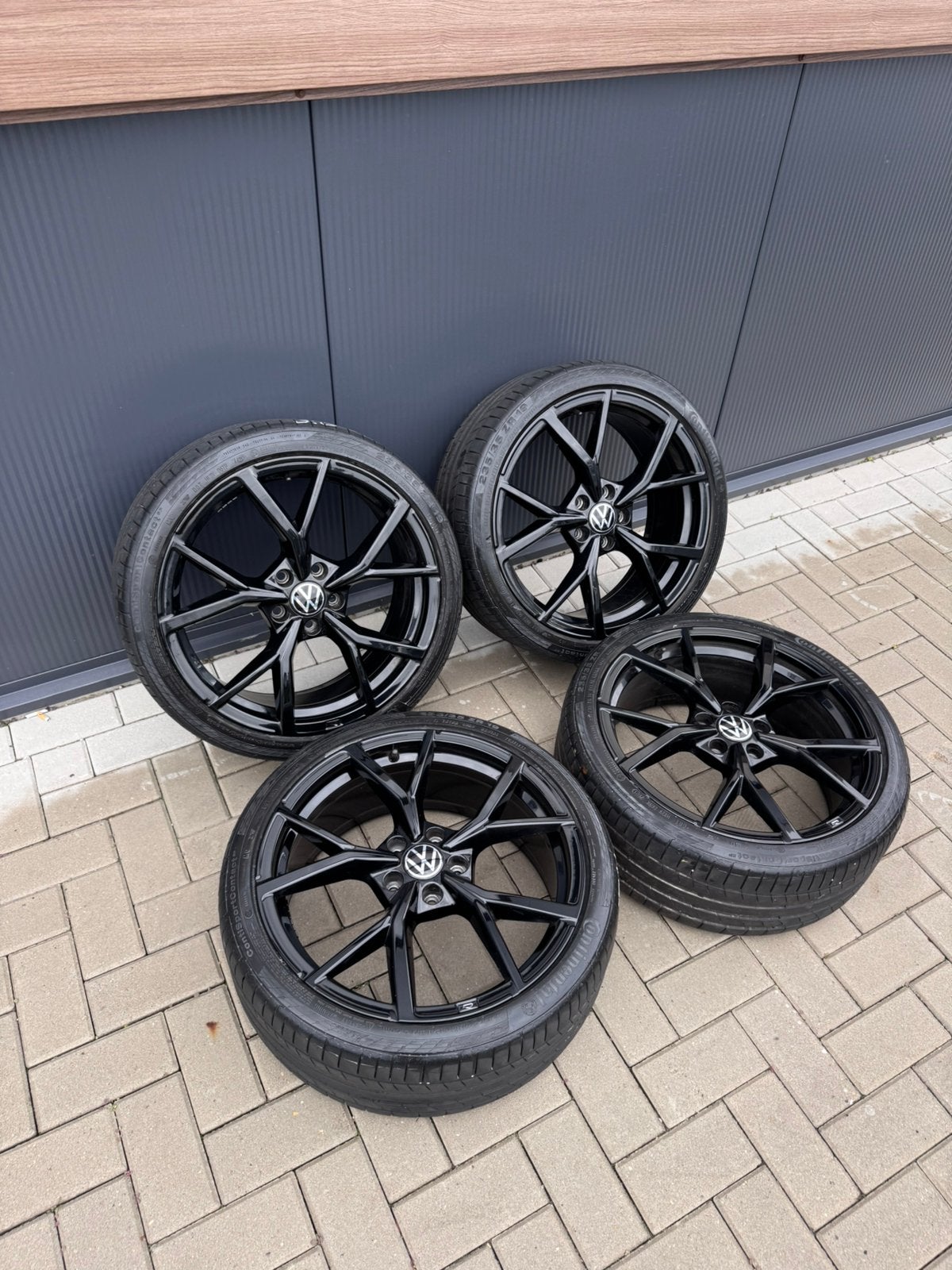 VW Golf 8 R velgen Estoril 19 inch 5x112 Zwart, Banden en Velgen, 235 mm, Zomerbanden, Ophalen