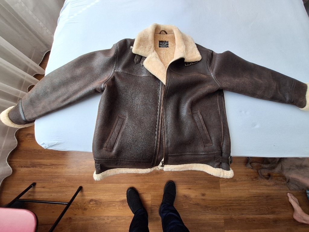 Leren bomberjack, Ophalen, Bruin, Maat 56/58 (XL), Zo goed als nieuw