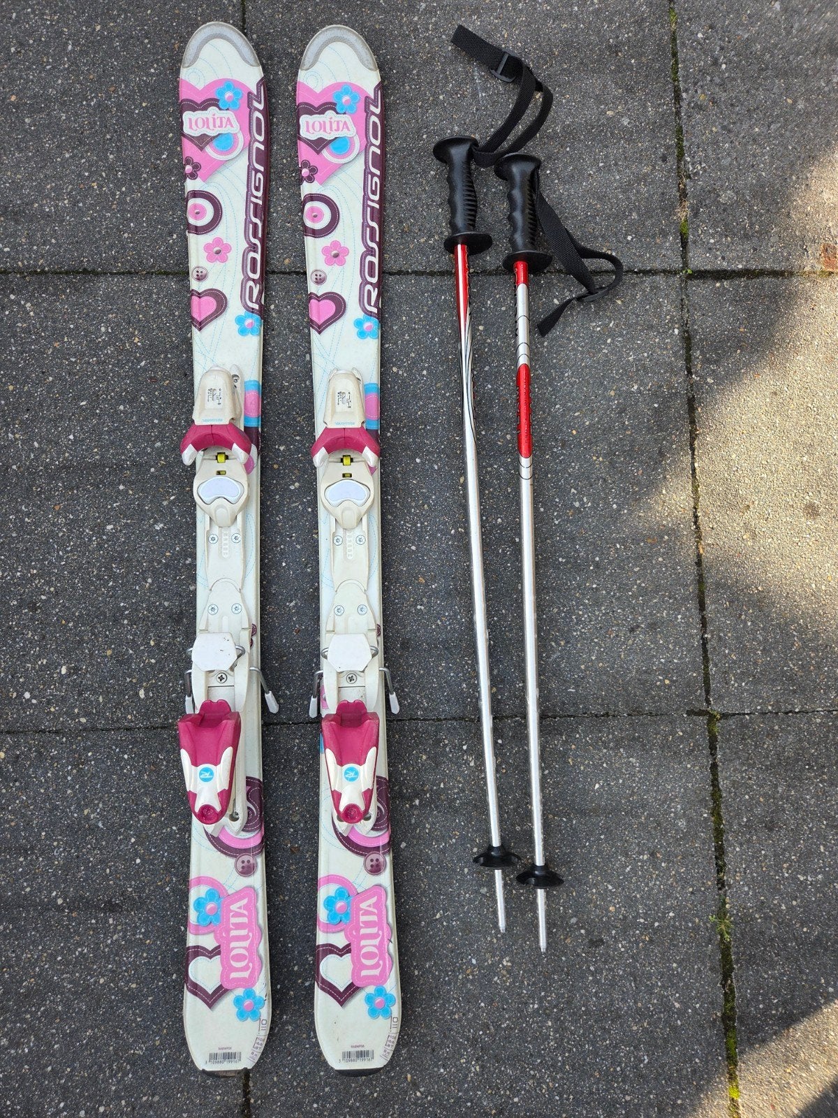 kinder ski's met stokken, Sport en Fitness, Skiën en Langlaufen, Gebruikt, 100 tot 140 cm, Rossignol, Ophalen of Verzenden