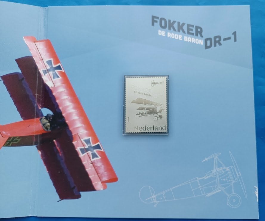 Zilveren postzegel Fokker DR-1, De Rode Baron, Verzenden, Na 1940, Postfris