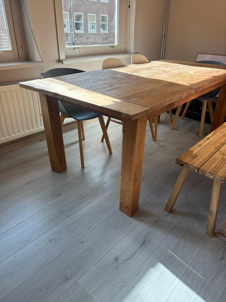 Grote eettafel 1bij 2 meter - voor vrijdag weg, Huis en Inrichting, Tafels | Eettafels, Ophalen, Gebruikt, 100 tot 150 cm, 200 cm of meer