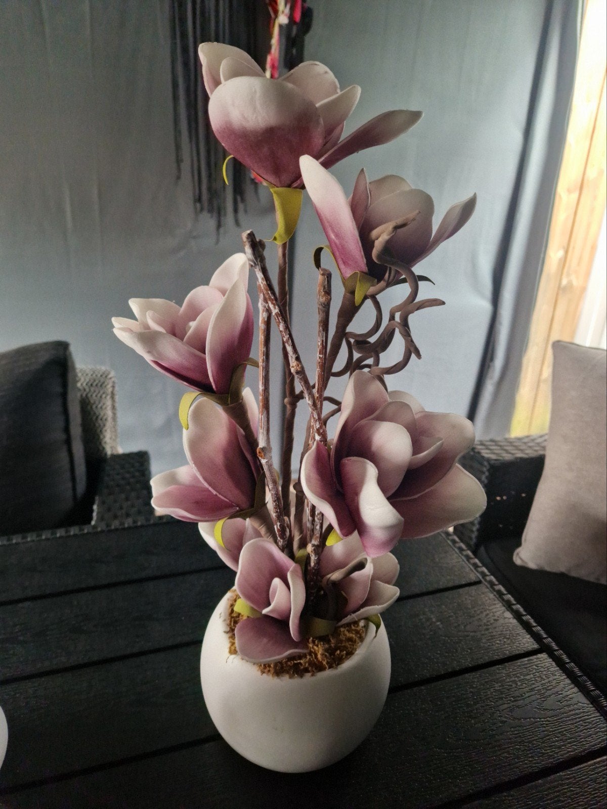ZGAN Kunstbloemen in pot paar/wit afstofbaar, Ophalen, Zo goed als nieuw