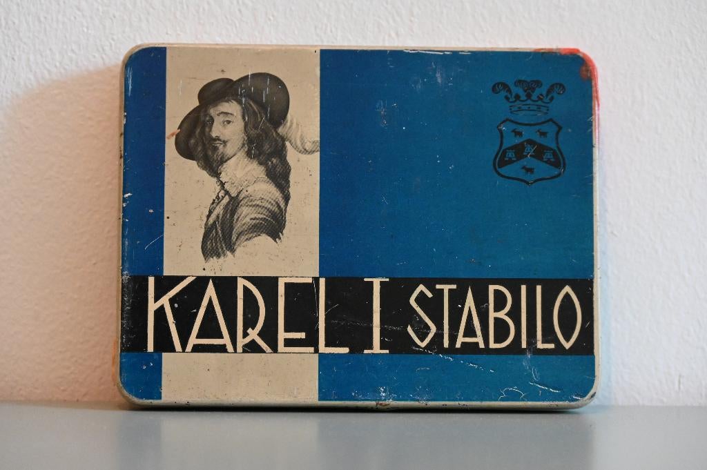 Sigarenblik Karel I stabilo, Verzamelen, Rookartikelen, Aanstekers en Luciferdoosjes, Ophalen, Gebruikt, Overige typen