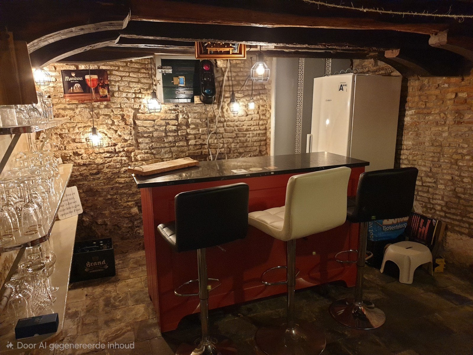 Gezellige huisbar met barkrukken, Ophalen, Gebruikt, Inclusief barstoelen
