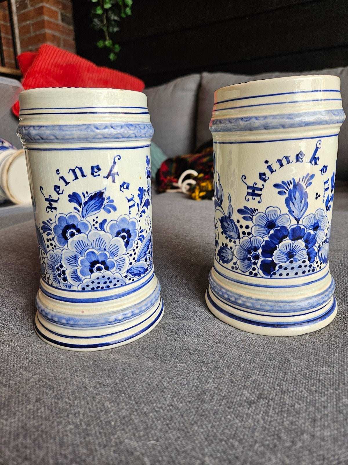 Delftsblauwe bierpullen.  Heineken., Antiek en Kunst, Ophalen of Verzenden