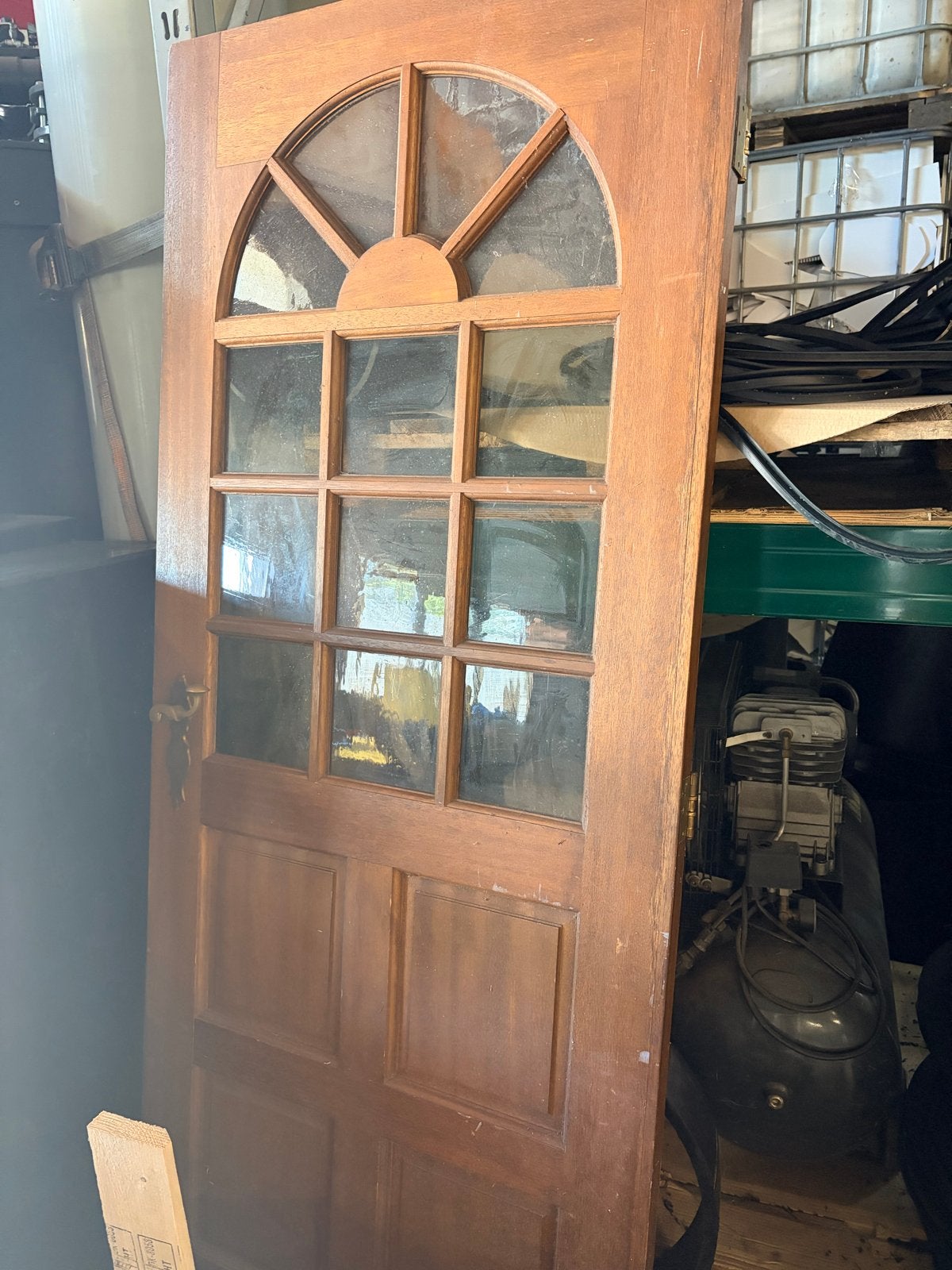 Houten deur met glas en boogvormig bovenlicht, Ophalen, Gebruikt, 80 tot 100 cm, Binnendeur
