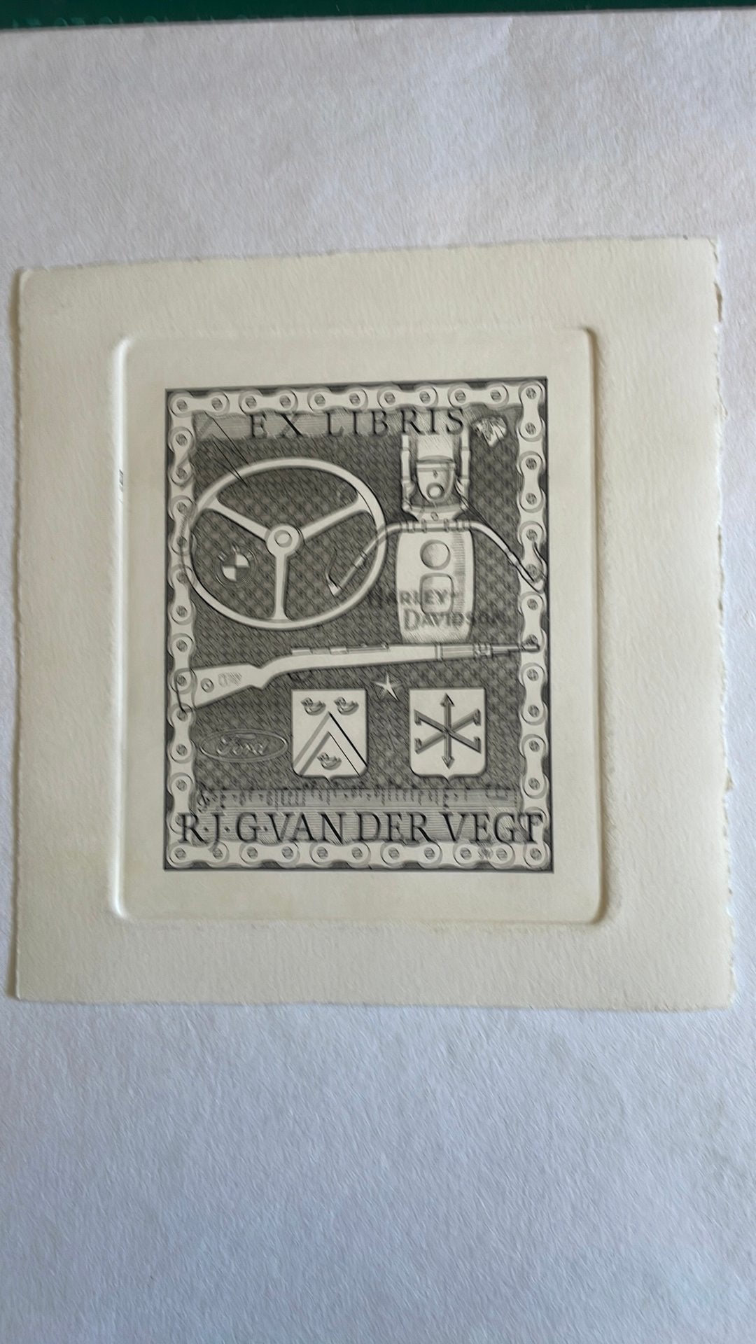 4 exlibris door Pieter Wetselaar, Ophalen of Verzenden