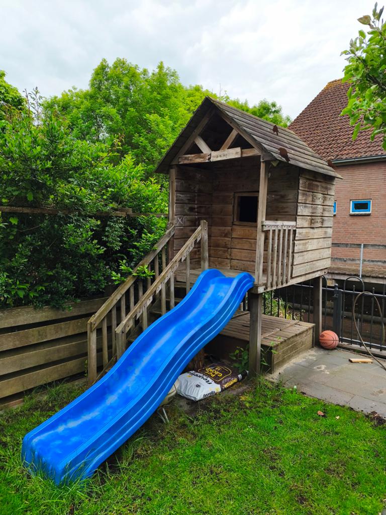 Speelhuis met glijbaan, Ophalen, Gebruikt, Hout