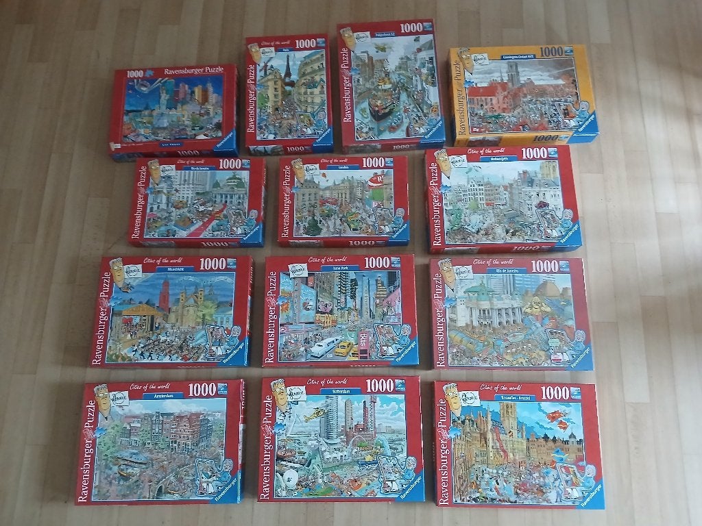 10x Puzzels Fleroux Cities of the World, Ophalen of Verzenden, 500 t/m 1500 stukjes, Zo goed als nieuw, Legpuzzel