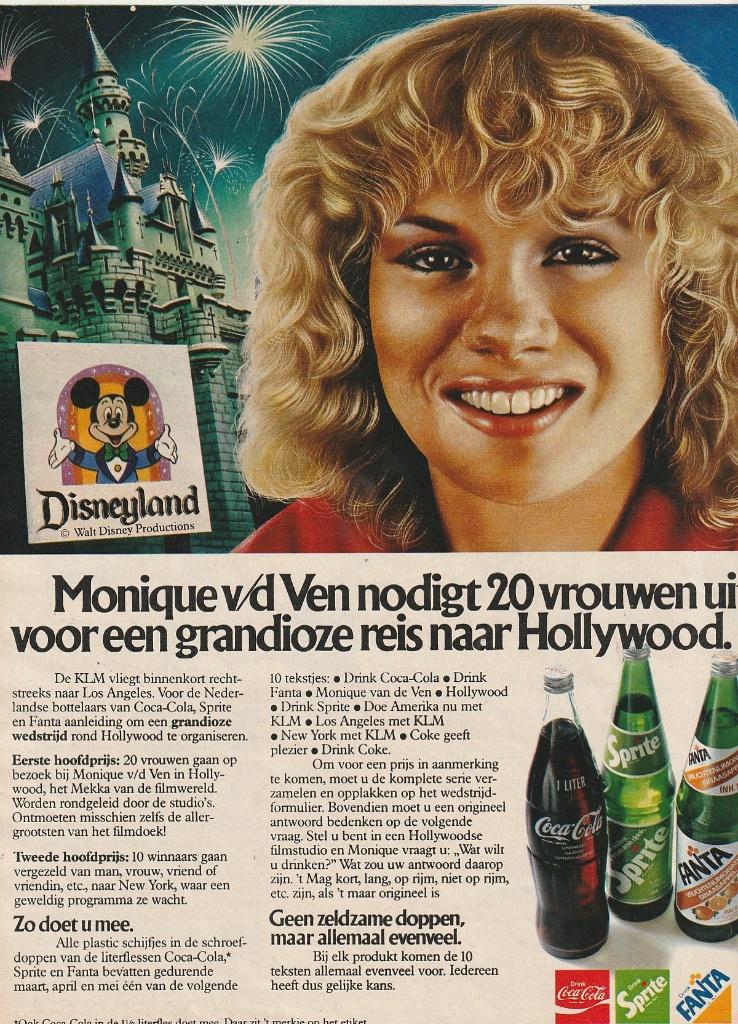 Retro reclame 1979 Coca-Cola Fanta frisdrank Monique vd Ven, Verzenden, Overige typen
