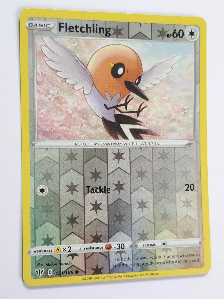 Pokémon - Darkness Ablaze - Fletchling - 151/189 - Reverse, Verzenden, Zo goed als nieuw, Losse kaart, Foil