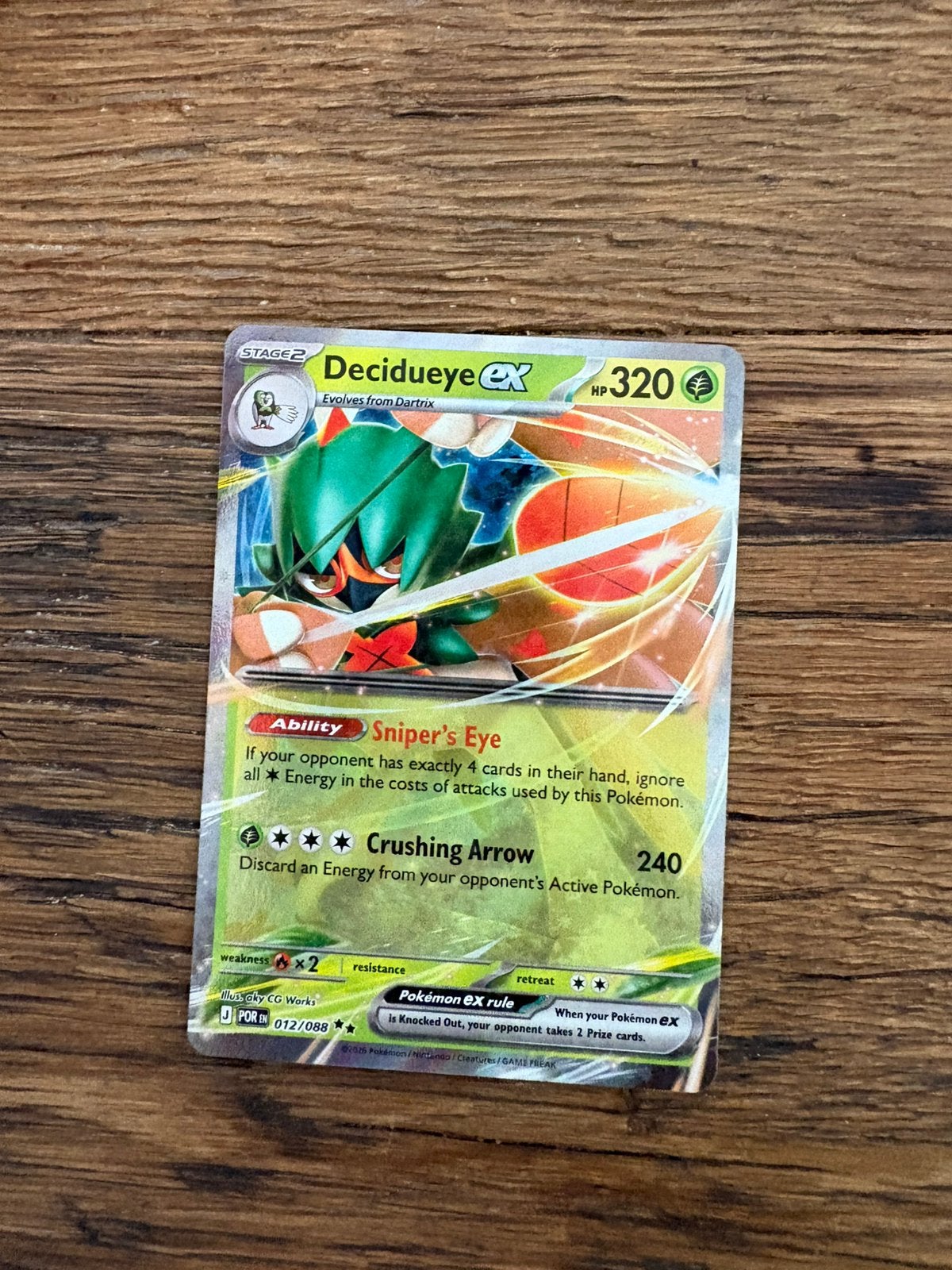 Pokémon Decidueye ex 012/088 Perfect order, Ophalen of Verzenden, Zo goed als nieuw