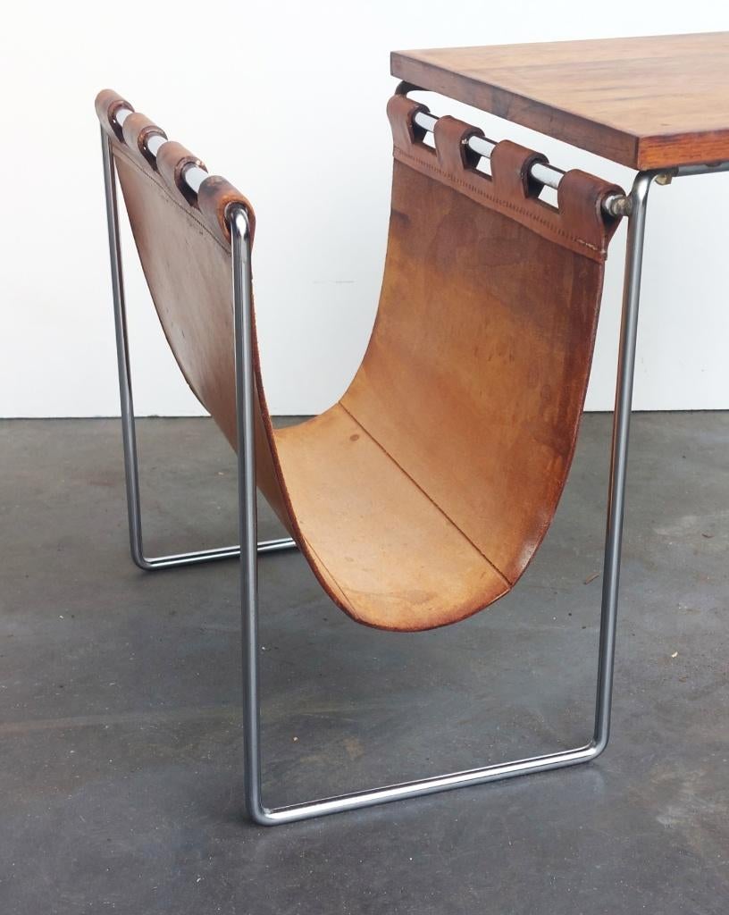 Vintage Brabantia lectuurbak - tafeltje | tuigleer | zgst, Gebruikt, ., Ophalen of Verzenden, BRABANTIA