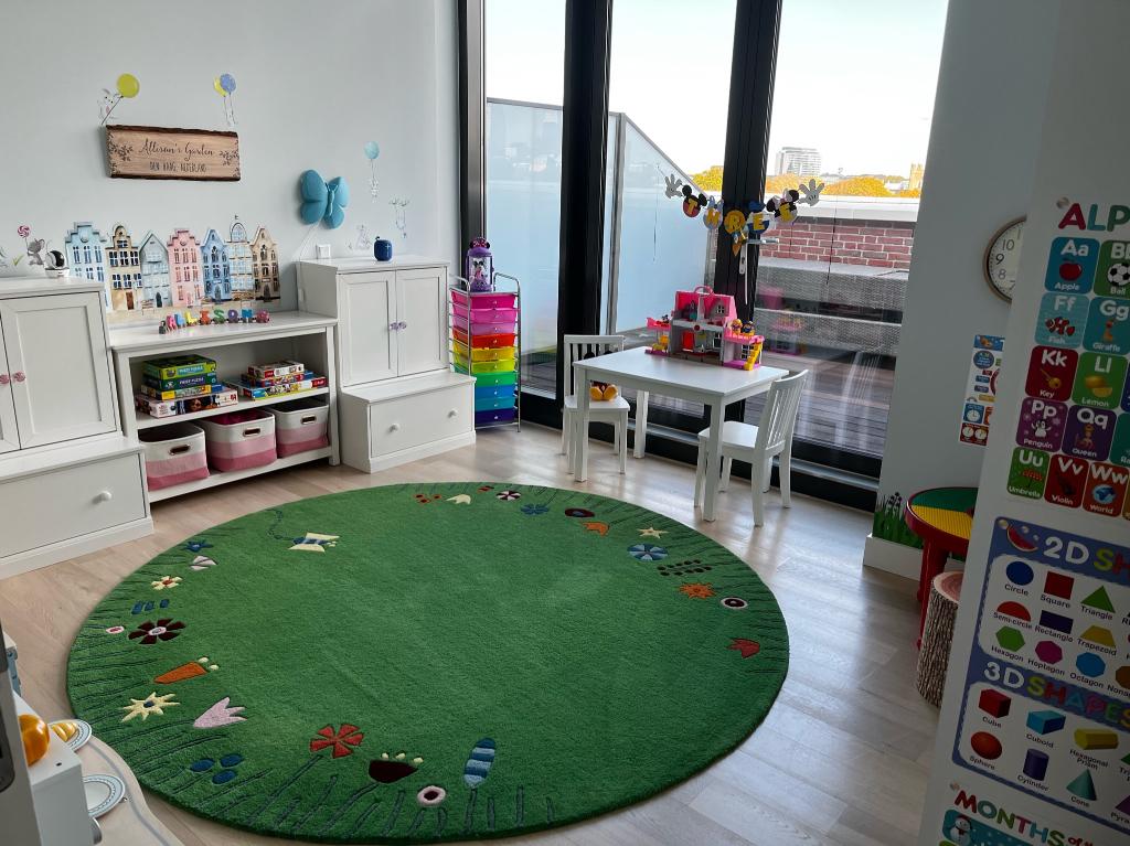 Children's Round Wool Rug - Kindervloerkleed, Ophalen, Groen, Rond, 200 cm of meer