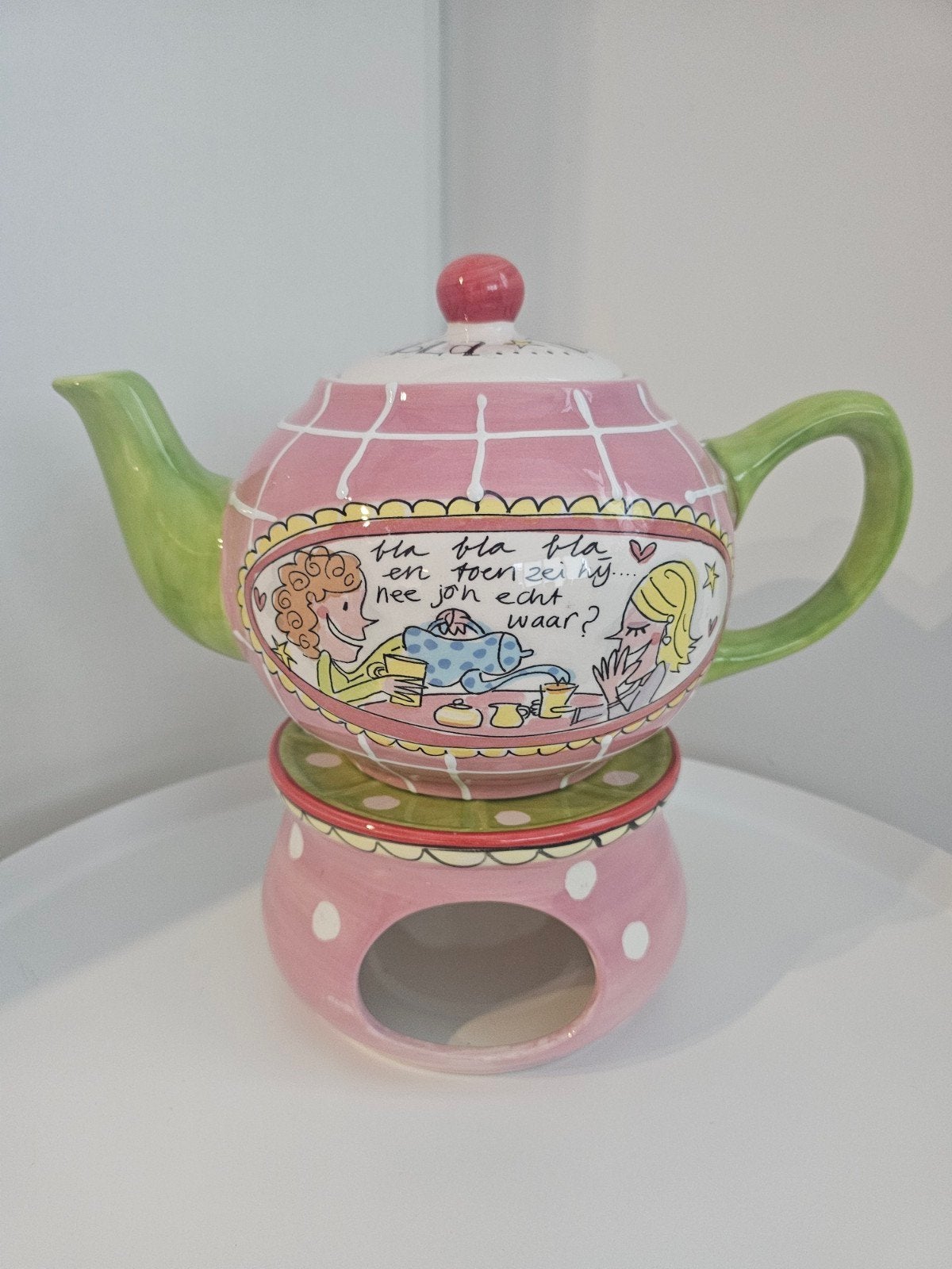 Mooie Blond Amsterdam theepot met theelicht  - Nieuw!, Ophalen, Nieuw, Aardewerk, Blond Amsterdam