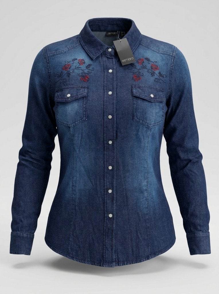 Esmara denim dames spijkerblouse - Maat M/L, Blauw, Maat 42/44 (L), Nieuw, Esmara