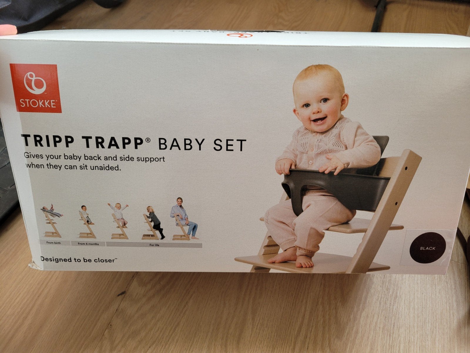 Stokke Tripp Trapp Baby Set Zwart - Nieuw met gliders, Ophalen, Nieuw, Meegroeistoel