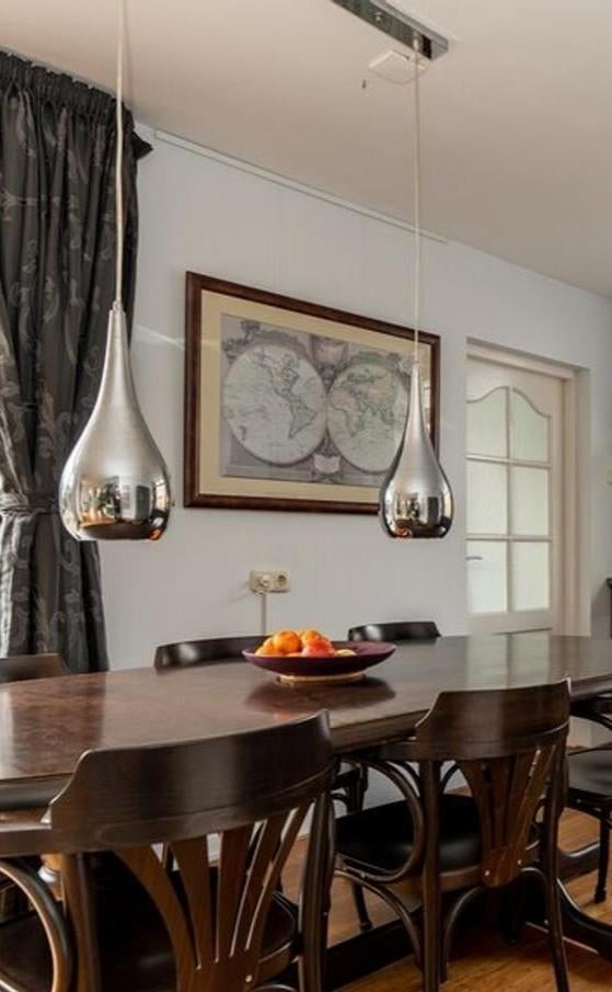 Hanglamp: druppel model ( ca 45 cm) zilverkleur, Huis en Inrichting, Ophalen, Minder dan 50 cm