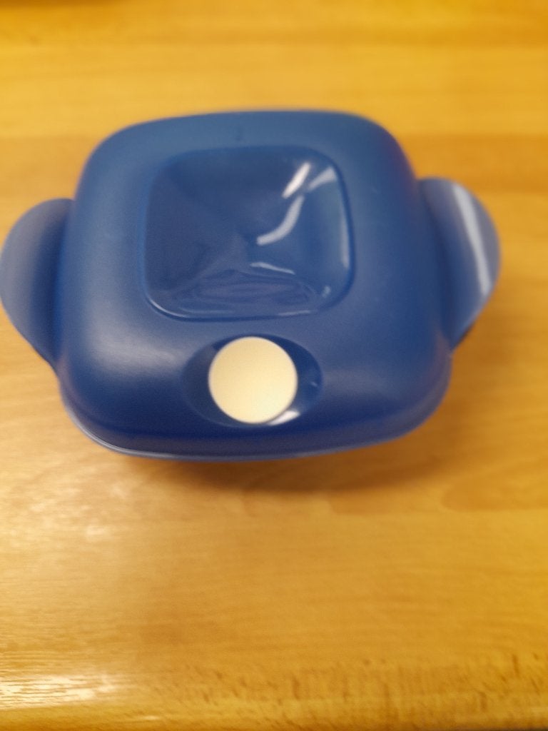 Tupperware micro pop schaal voor magnetron, Gebruikt, Schaal, Blauw, Ophalen of Verzenden