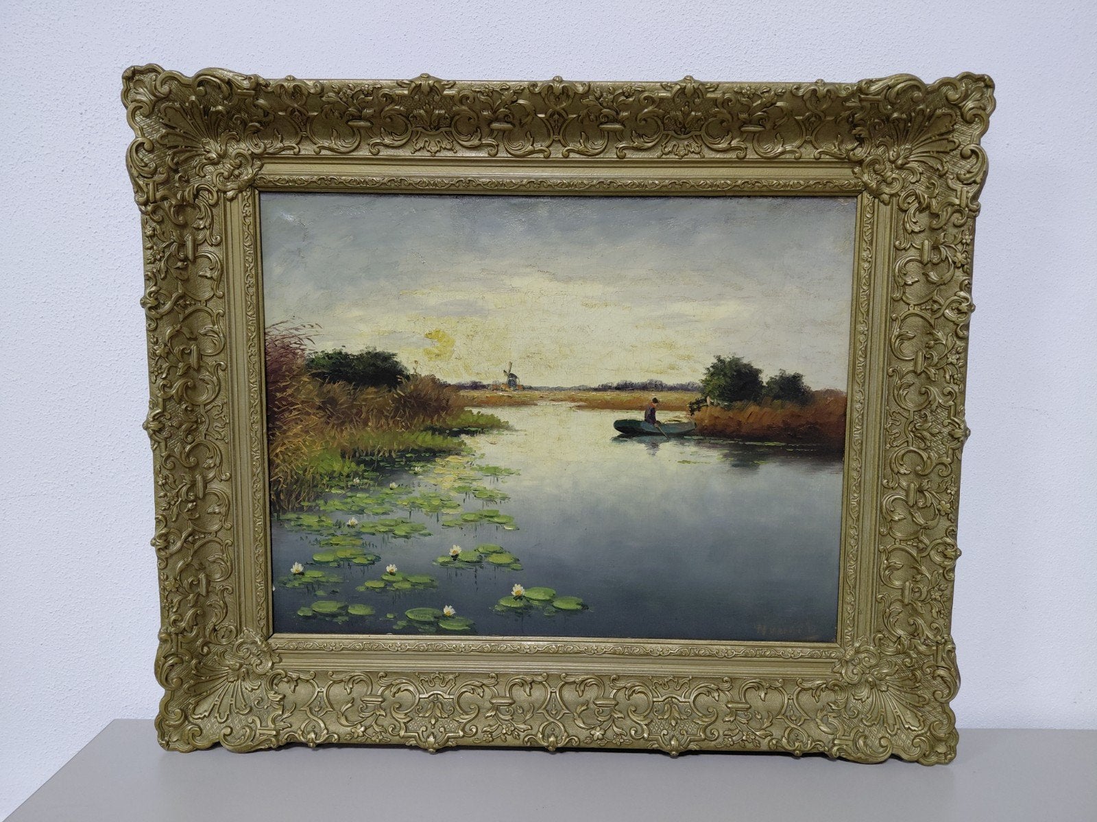 Olieverfschilderij met lijst Willem van Oort?, Antiek en Kunst, Kunst | Schilderijen | Klassiek, Ophalen, Nederlandse school, Doek