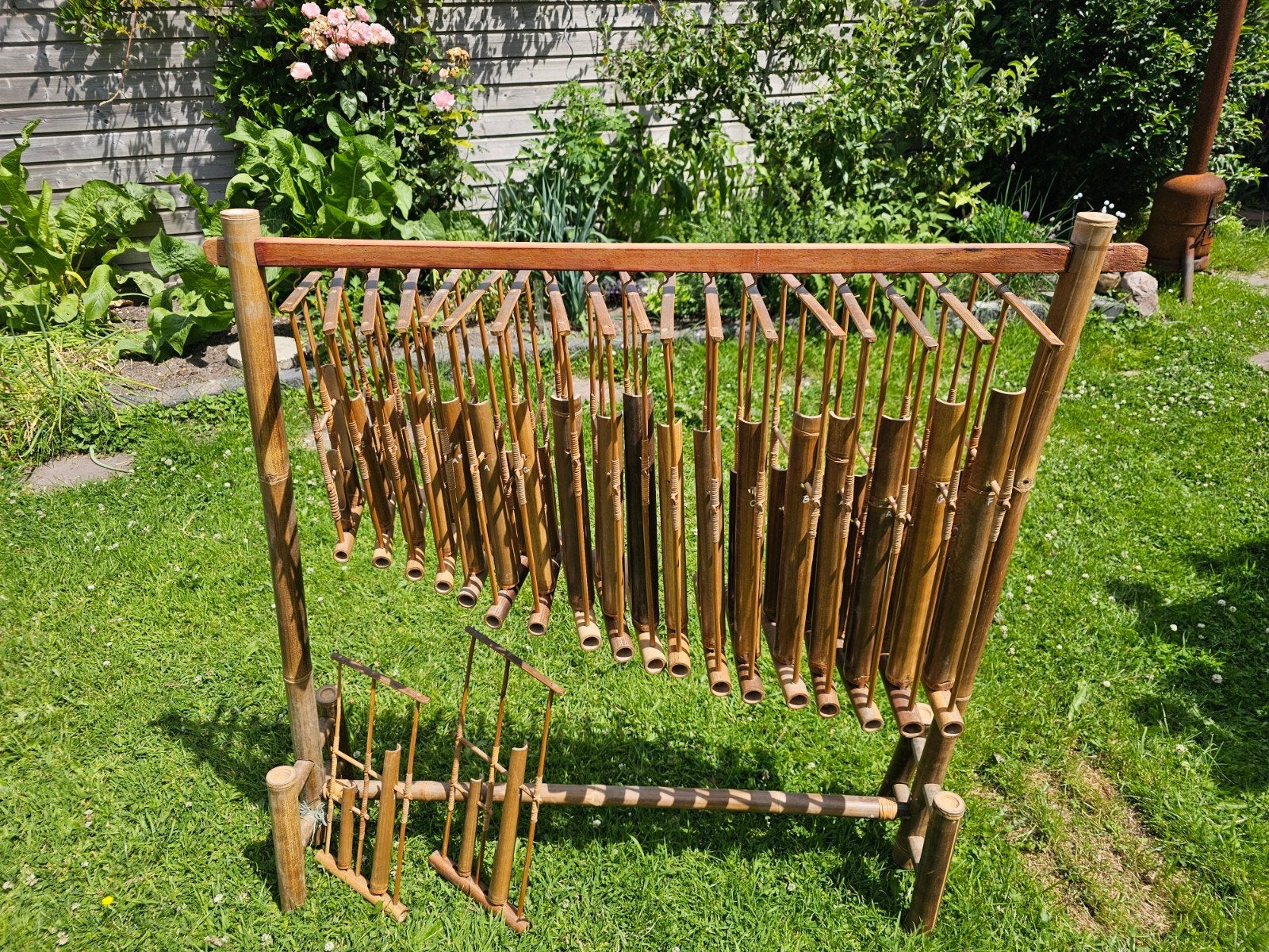 Unieke Angklung Bamboe Instrument - Handgemaakt, Muziek en Instrumenten, Ophalen, Zo goed als nieuw