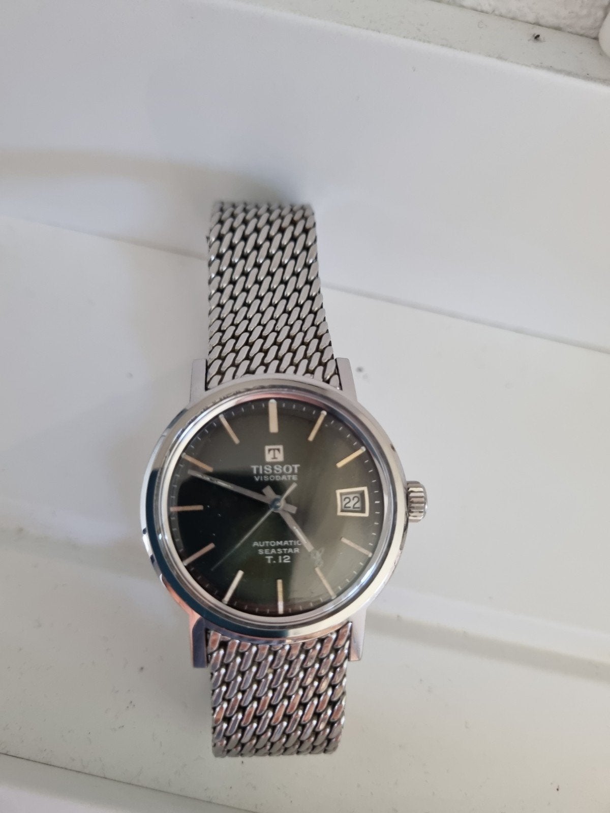Tissot Visodate Seastar T12 met originele mesh- band, Sieraden, Tassen en Uiterlijk, Ophalen of Verzenden, Staal, Polshorloge