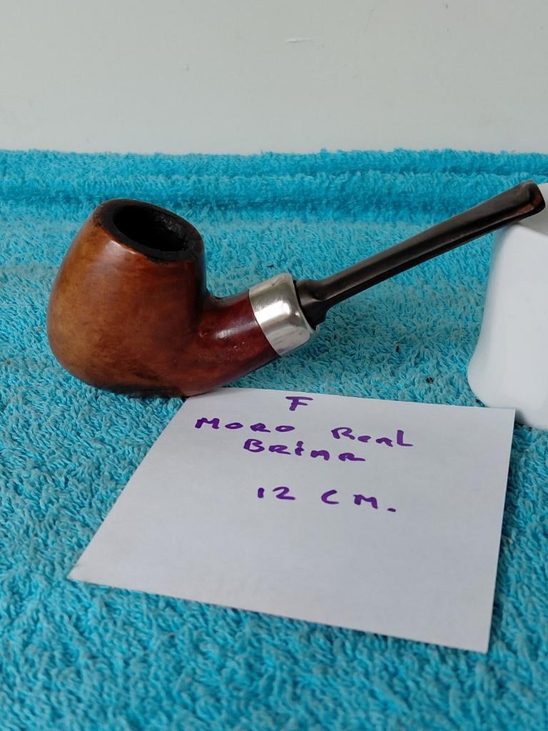 Zeer fraai MORO Real Briar rookpijpje, 12 cm, met zilver, Ophalen of Verzenden