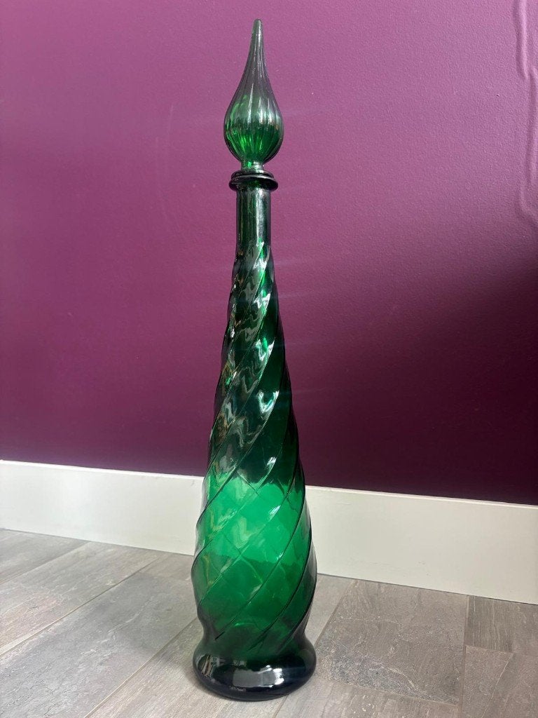 Grote Empoli Genie Bottle – Emerald Green (met stopper), Ophalen of Verzenden