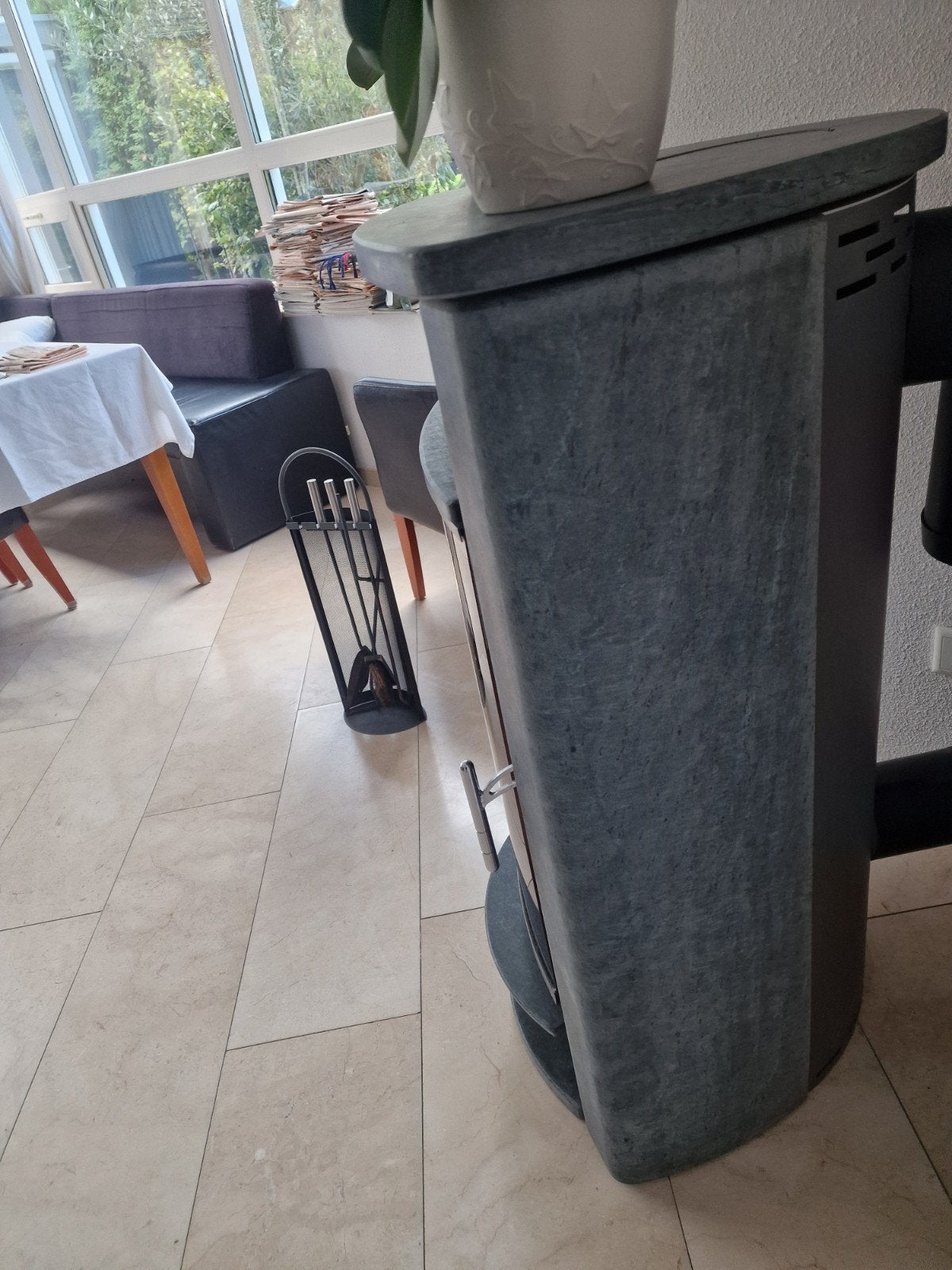 Barbas Eco 900 Houtkachel met speksteenmantel, Ophalen, Gebruikt, Houtkachel, Vrijstaand