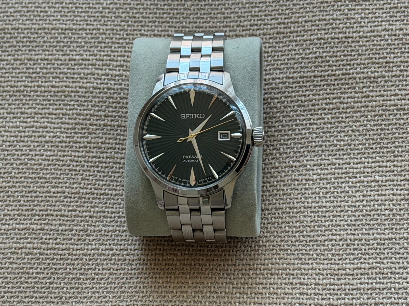 Seiko Presage SRPE15J1 – Made in Japan – groene wijzerplaat, Ophalen of Verzenden, Zo goed als nieuw, Staal, Seiko