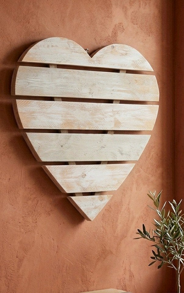 Houten Hart Muurdecoratie - Bruiloft Deco, Hout, Ophalen of Verzenden, Wit, Landelijk