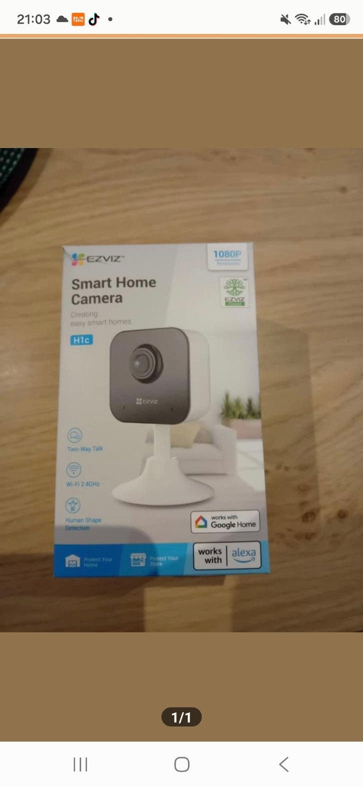 EZVIZ H1c Smart Home Camera 1080P, Ophalen of Verzenden, Nieuw, Binnencamera