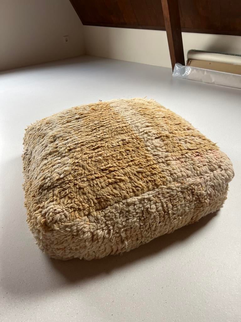 Marrokaans vloerkussen - Beige, okergeel vierkant, Ophalen, Gebruikt, Vierkant, Stof