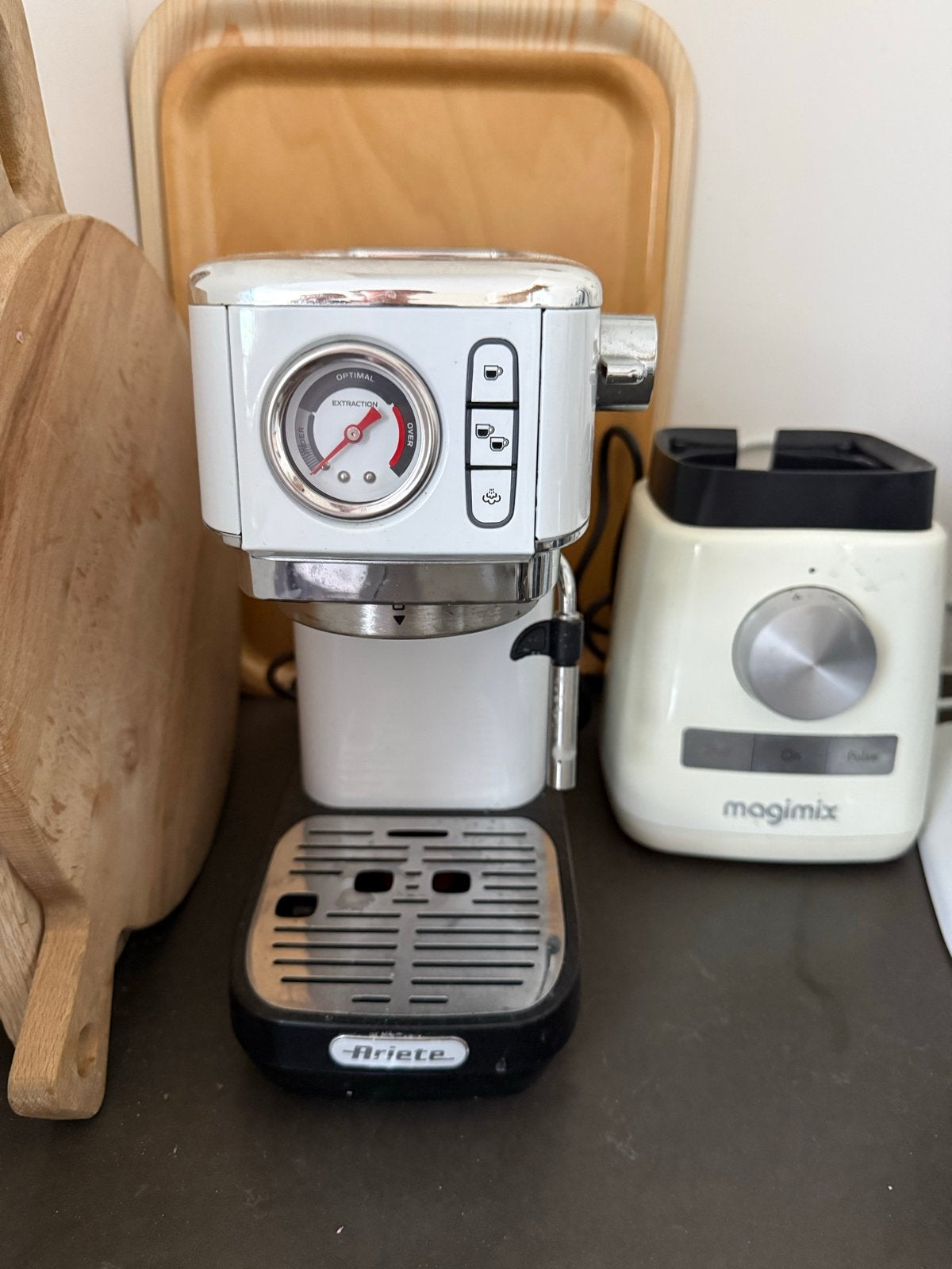 Ariete Moderne 1381 Pistonmachine Wit - zeer goed, Stoompijpje, Espresso apparaat, Gemalen koffie, Ophalen of Verzenden
