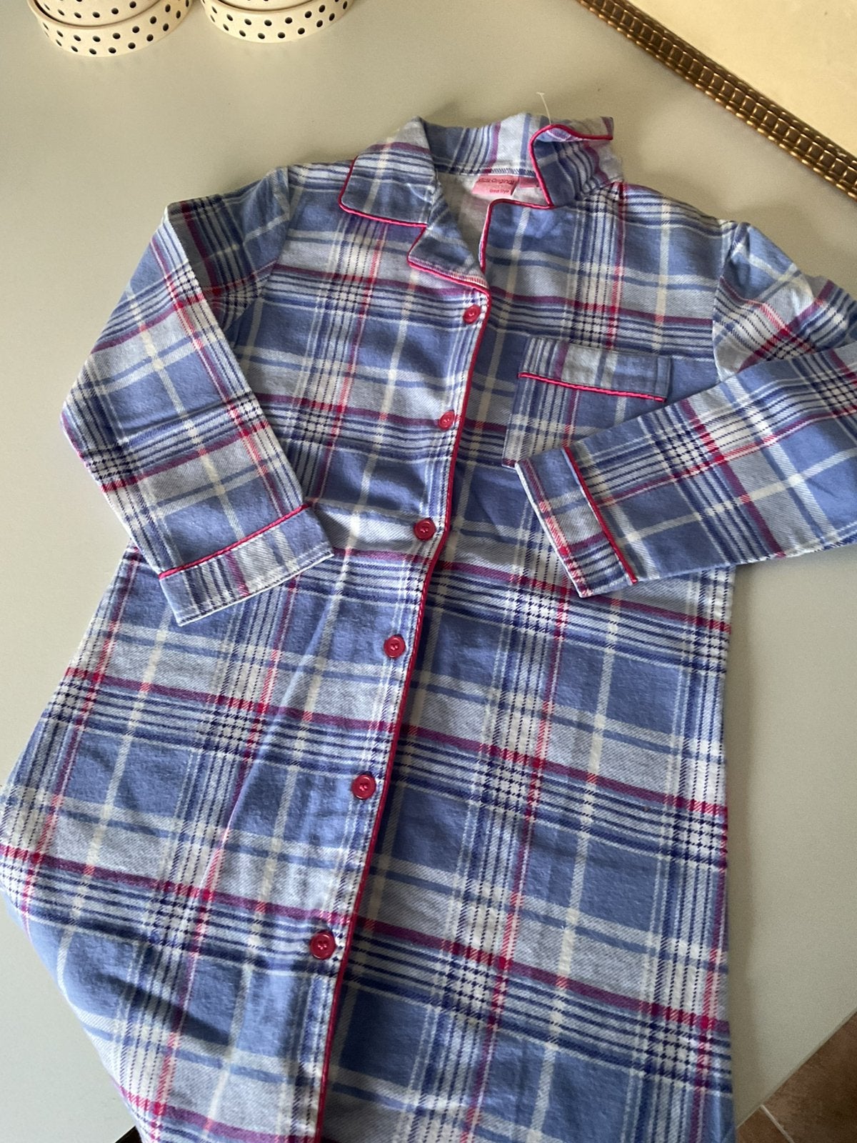 Nieuw geblokt flanel nachthemd 116/122, Ophalen of Verzenden, Nieuw, Meisje, Nacht- of Onderkleding