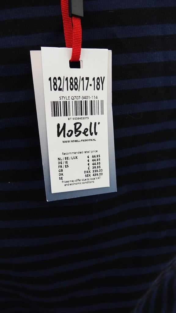 nieuw NOBELL shirt zwart met blauwe strepen, Nobell, Verzenden, Jongen of Meisje, Nieuw