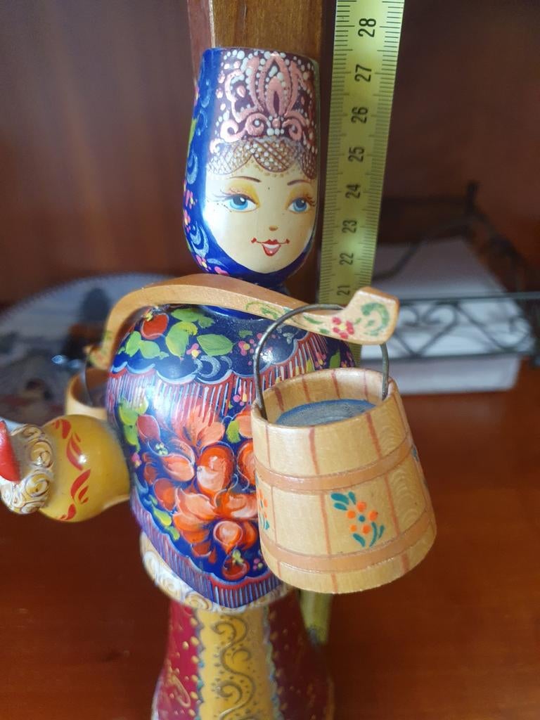 Vintage Russische Waterdraagster met Bladgoud - Handwerk, Ophalen of Verzenden