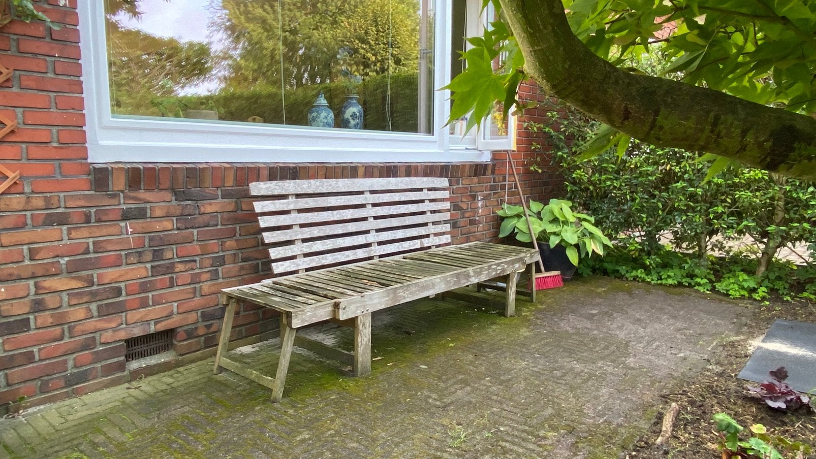 Tuinbank met kussens, Tuin en Terras, Ophalen, Gebruikt, Hout