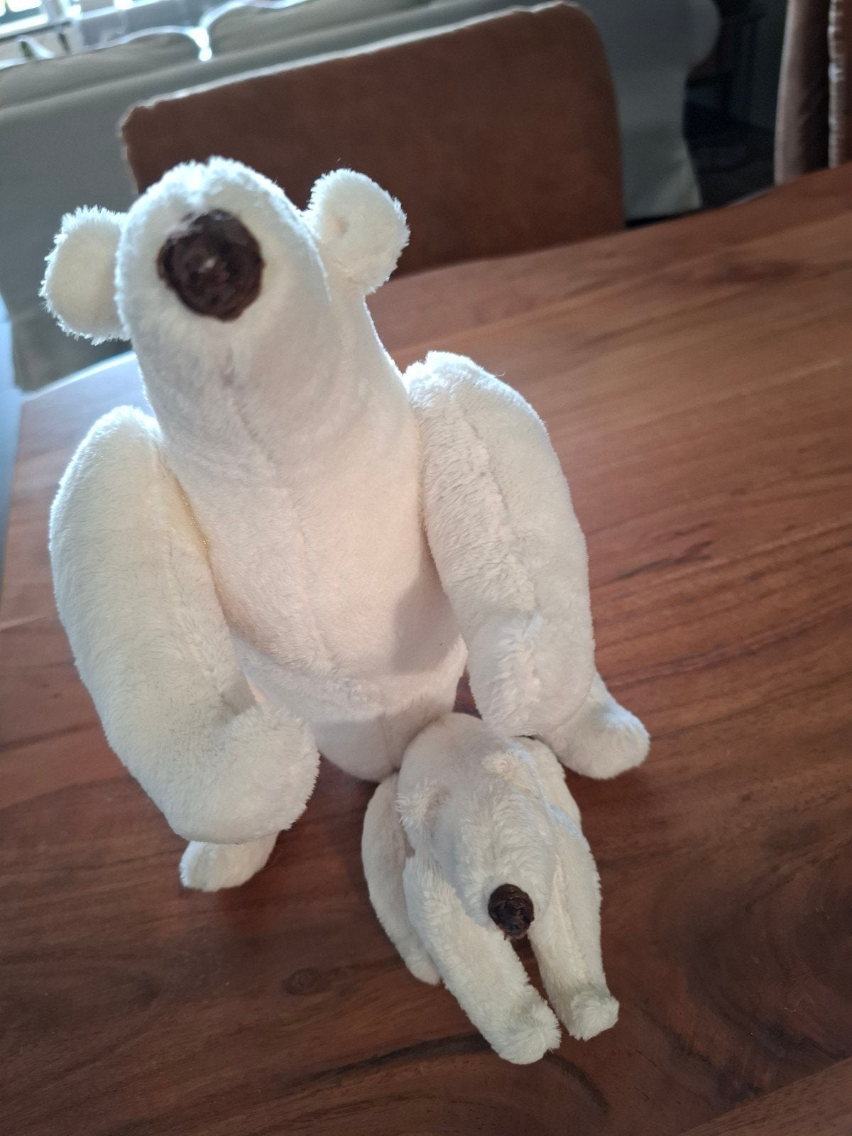 Witte knuffel ijsbeer met baby ijsbeer, Beer, Ophalen of Verzenden, Zo goed als nieuw, Middelgroot (20 tot 80 cm)