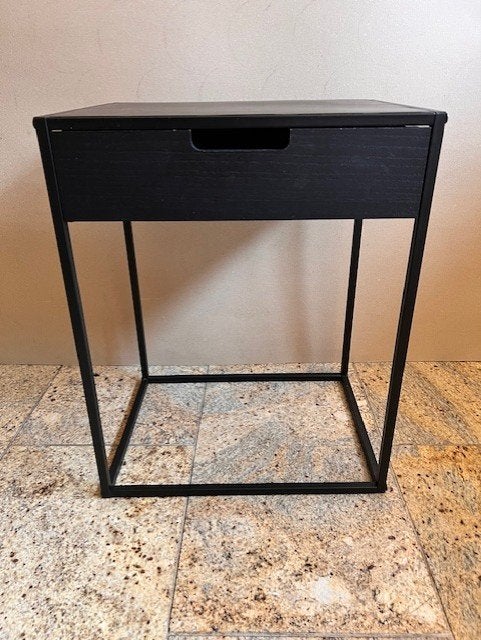Bijzettafel met lade 50x40x30 cm zwart mat, 45 tot 60 cm, Minder dan 55 cm, Metaal of Aluminium, Ophalen of Verzenden